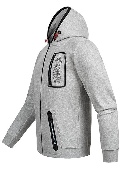 Canadian Peak Heren Zip-Hoodie met 3 zakken en logo-opdruk grijs