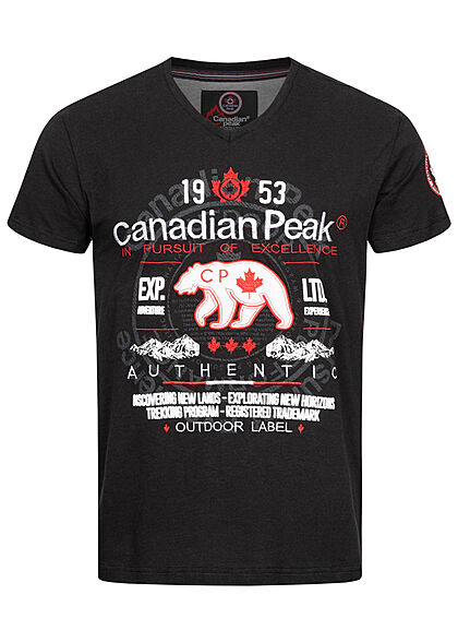 Canadian Peak Heren T-Shirt with V-Neck and embroidery black - Art.-Nr.: 22030565