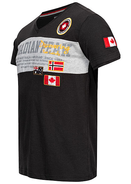 Canadian Peak Heren T-Shirt with V-Neck en logo patch zwart