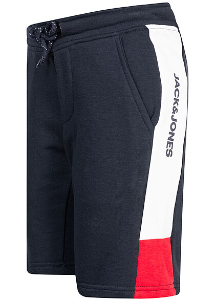 Jack and Jones Junior Korte broek met logo-opdruk marineblauw wit rood