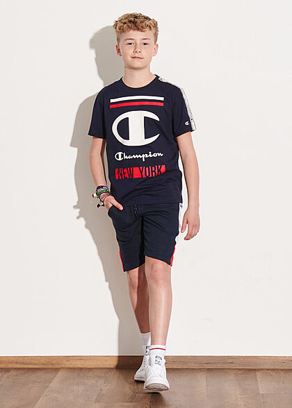 Jack and Jones Junior Korte broek met logo-opdruk marineblauw wit rood