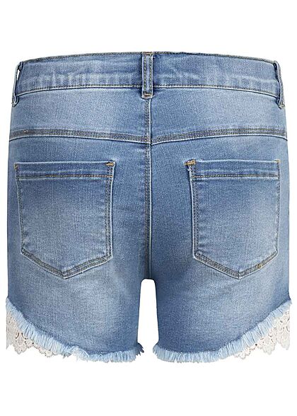 Kostbaar Houden Uitwerpselen Name it Kids Meisje NOOS Jeans Korte broek met kant en 5 zakken blauw