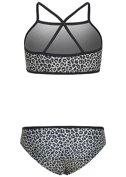 Name it Kids Meisje Bikini met leoprint zwart grijs