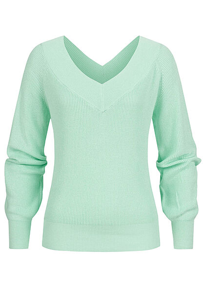 Vero Moda Dames Gebreide trui met V-hals licht groen