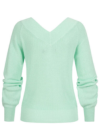 Vero Moda Dames Gebreide trui met V-hals licht groen