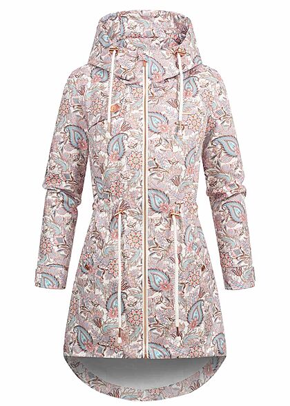 Aiki Dames Vest met kap en paisleyprint wit rose