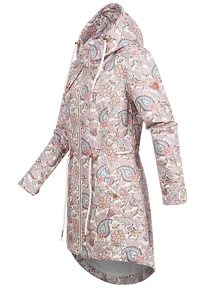 Aiki Dames Vest met kap en paisleyprint wit rose