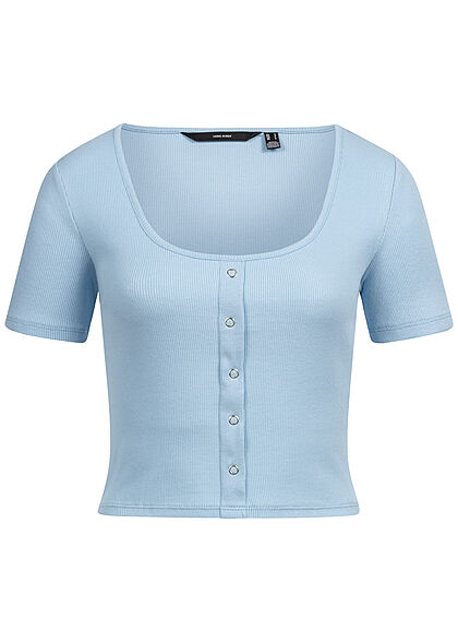 Vero Moda Dames Cropped Shirt met sierknopen blauw
