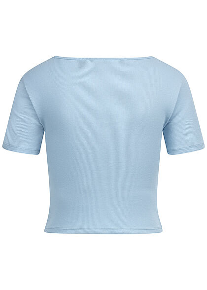 Vero Moda Dames Cropped Shirt met sierknopen blauw