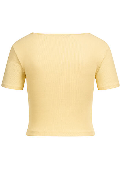 Vero Moda Dames Cropped Shirt met sierknopen geel