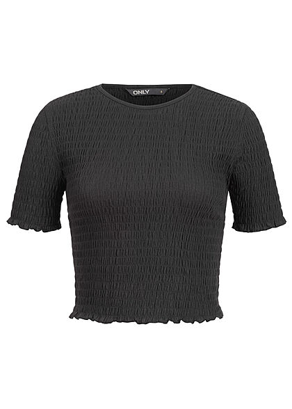 ONLY Dames NOOS T-shirt met golvende zoom zwart