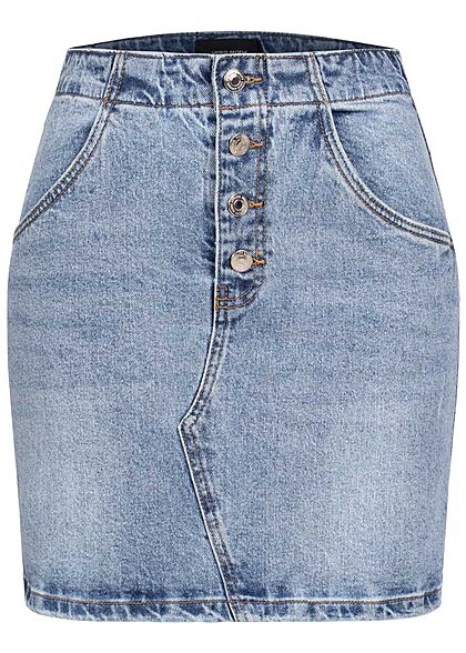 Vero Moda Dames Mini Jeans Rok met knopen en 4 zakken lichtblauw