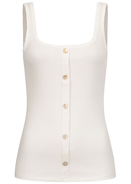 Vero Moda Dames Tank Top met knopen en structuurstof wit
