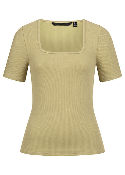 Vero Moda Dames NOOS T-shirt met vierkante halsuitsnijding groen