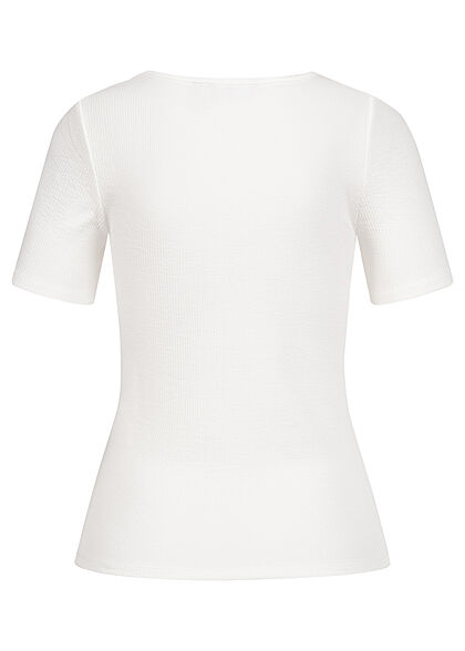 Vero Moda Dames NOOS T-shirt met vierkante halsuitsnijding wit