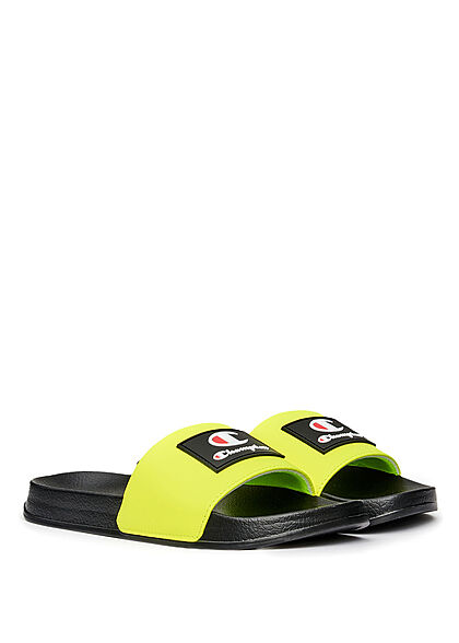 keuken Leegte Dusver Champion Heren 2-Tone Slipper met logo zwart geel