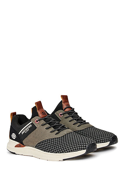 Dockers by Gerli Heren Mesh Sneaker met veters zwart grijs bruin