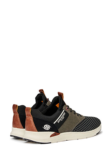 Dockers by Gerli Heren Mesh Sneaker met veters zwart grijs bruin