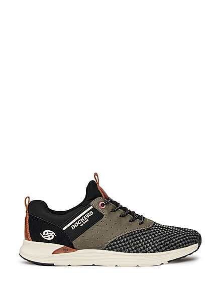 Dockers by Gerli Heren Mesh Sneaker met veters zwart grijs bruin