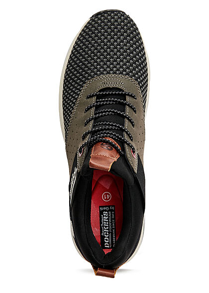 Dockers by Gerli Heren Mesh Sneaker met veters zwart grijs bruin