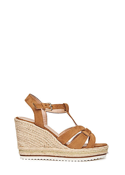 Tom Tailor Dames Sandaaltje in suede look met sleehak bruin
