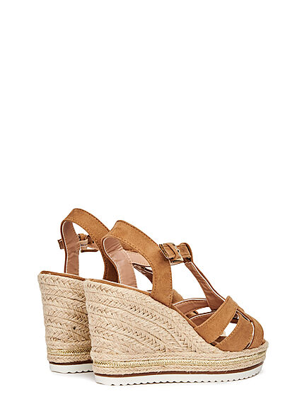 Tom Tailor Dames Sandaaltje in suede look met sleehak bruin