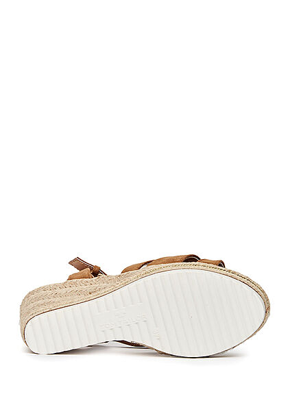Tom Tailor Dames Sandaaltje in suede look met sleehak bruin