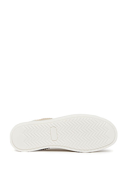 Tom Tailor Dames Sneaker met memory foam slangenleder look beige
