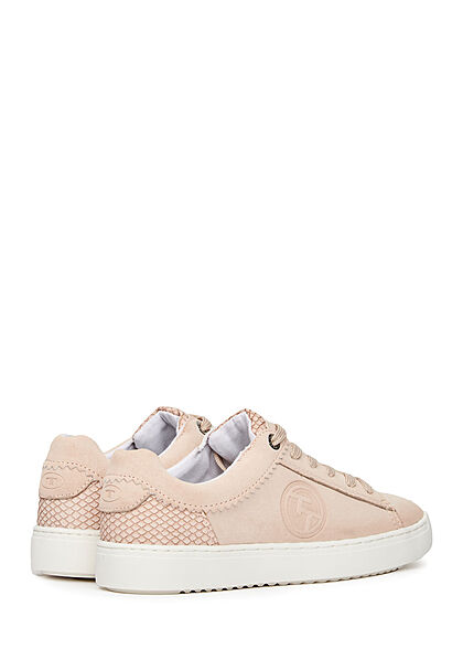 Tom Tailor Dames Sneaker met memory foam slangenleder look lichtroze