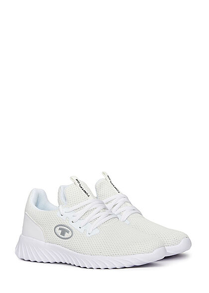 Tom Tailor Heren Running Mesh Sneaker met veters wit