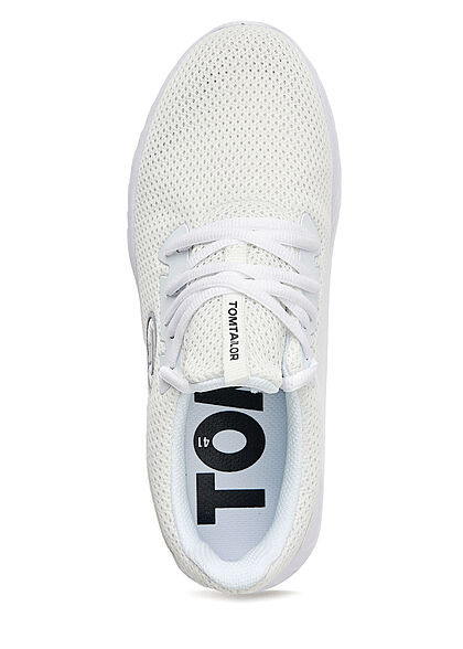 Tom Tailor Heren Running Mesh Sneaker met veters wit