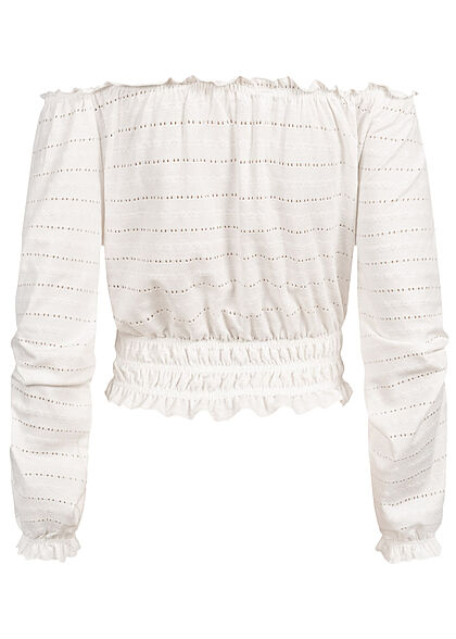 Aiki Dames Off-Shoulder Shirt met golvende stof wit