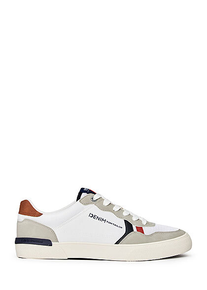 Tom Tailor Heren Sneaker met veters colorblock wit grijs - Art.-Nr.: 22030788