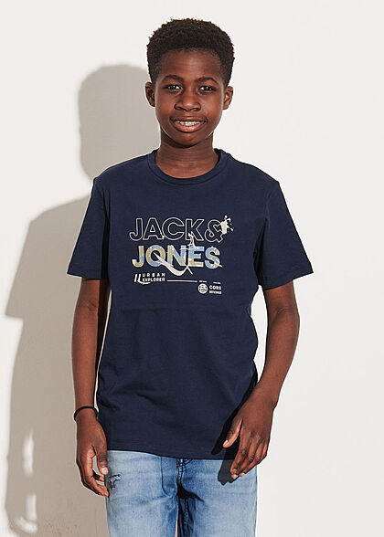Jack and Jones Junior T-Shirt met logo-opdruk marineblauw