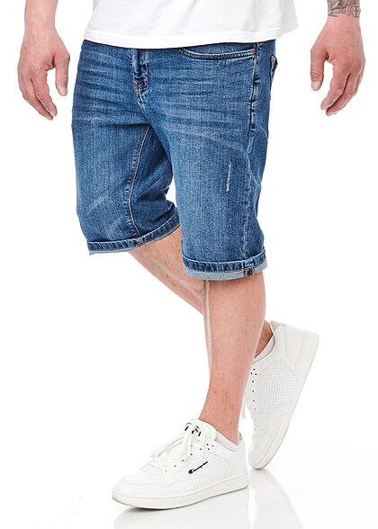 Indicode Heren Jeans Korte broek met 5 zakken indigo blauw