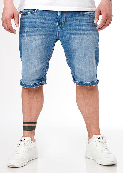 Indicode Heren Jeans Korte broek met 5 zakken blauw