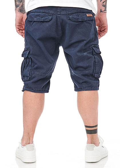 Indicode Heren Jeans Korte broek met 7 zakken incl. riem marineblauw