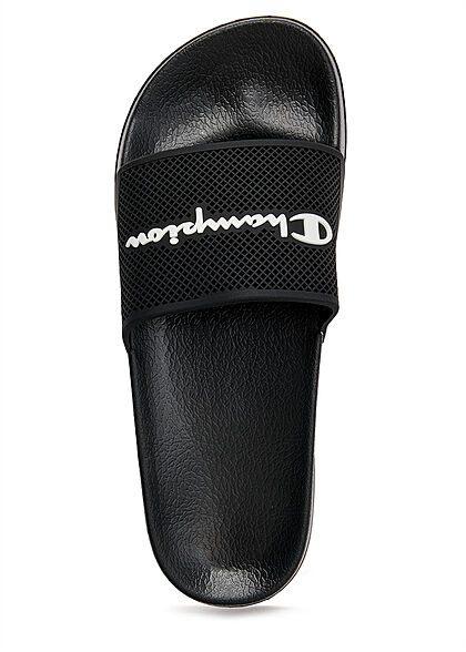 Champion Heren Platte sandaal met logo-opdruk zwart wit