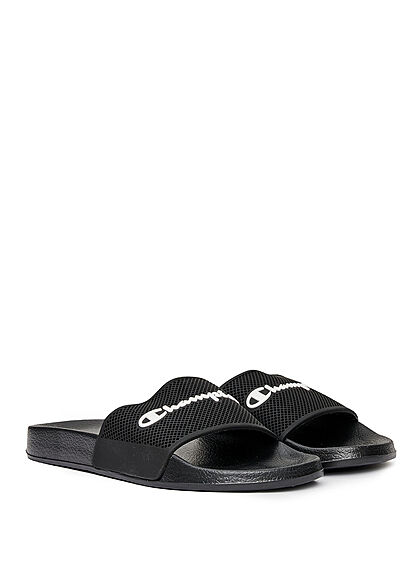 Champion Heren Platte sandaal met logo-opdruk zwart wit