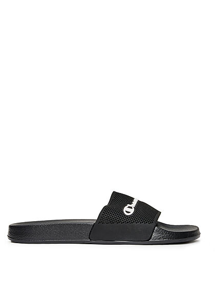 Champion Heren Platte sandaal met logo-opdruk zwart wit