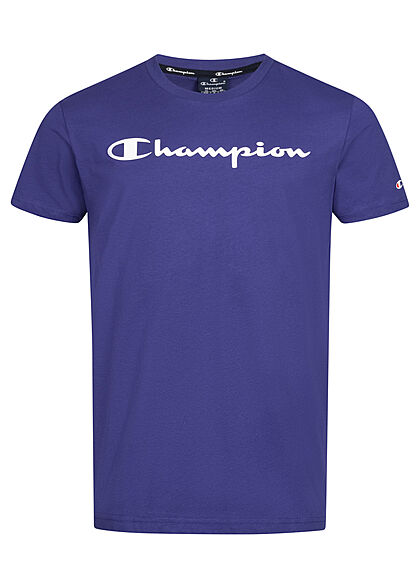 Champion Heren T-Shirt met O-hals en logoprint blauw
