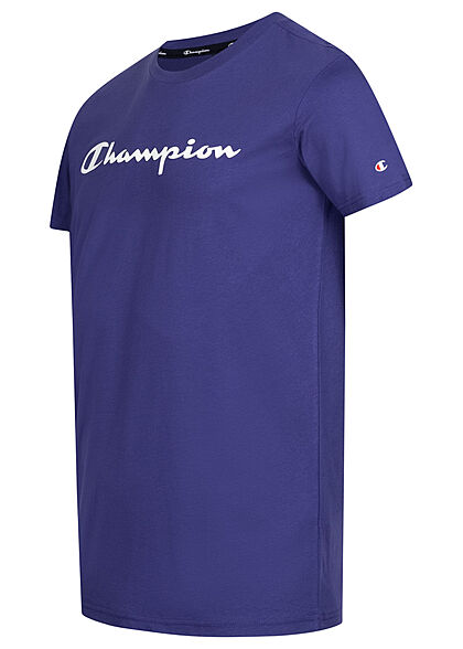 Champion Heren T-Shirt met O-hals en logoprint blauw