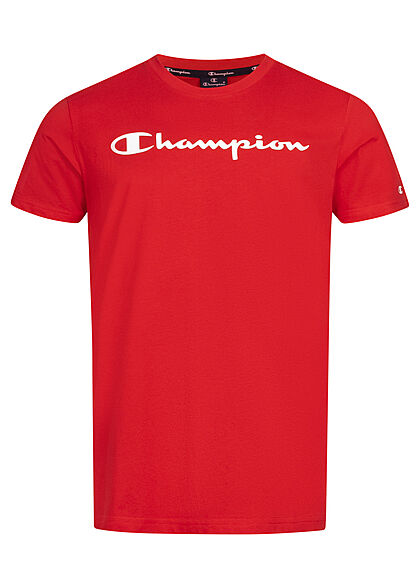 Champion Heren T-Shirt met O-hals en logoprint rood