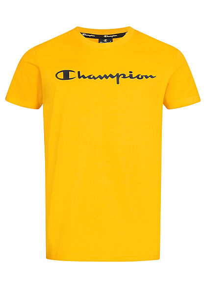 Champion Heren T-Shirt met O-hals en logoprint geel - Art.-Nr.: 22030835