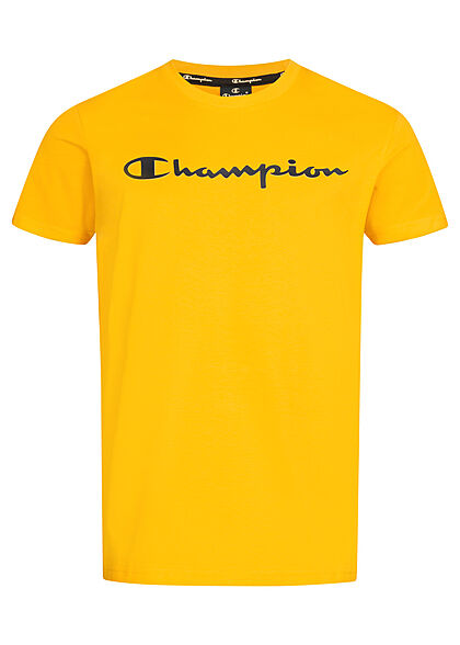 Champion Heren T-Shirt met O-hals en logoprint geel