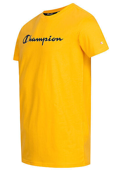 Champion Heren T-Shirt met O-hals en logoprint geel