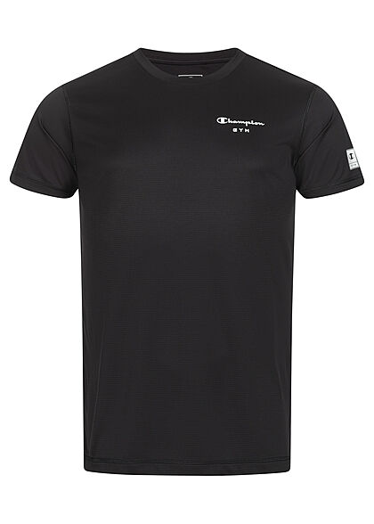 Champion Herren T-Shirt mit Rundhals Logo Print schwarz