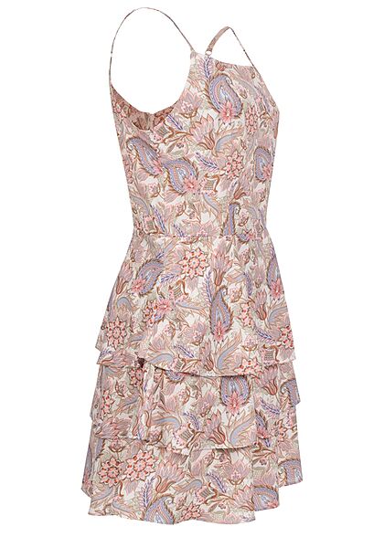 Aiki Dames Mini Jurk met rits en paisleyprint wit beige