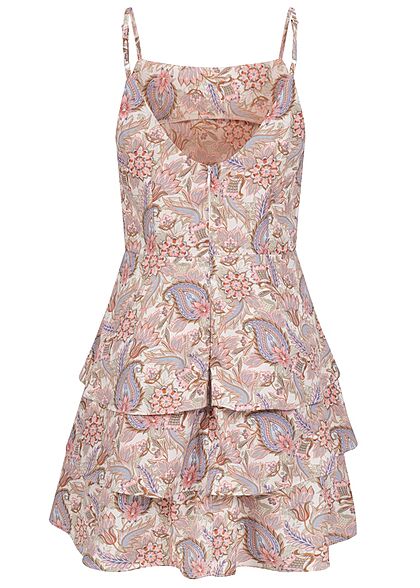 Aiki Dames Mini Jurk met rits en paisleyprint wit beige