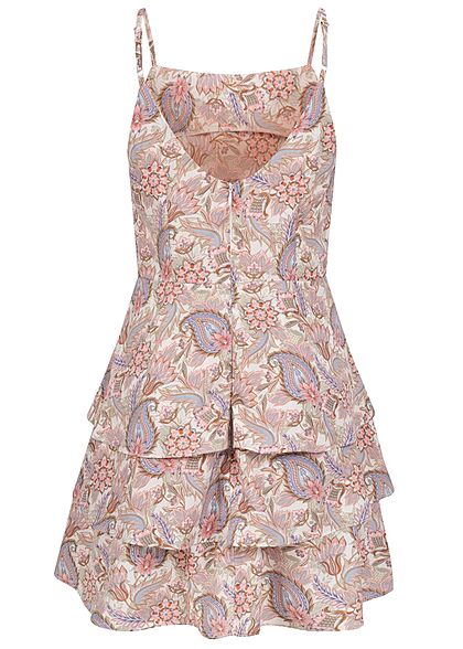 Aiki Dames Mini Jurk met rits en paisleyprint wit beige